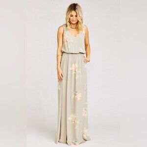 Show Me Your Mumu Kendall Maxi Dress Floral Taupe Gray NWT Womens Size Small